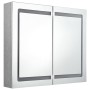 Armario de baño con espejo LED gris hormigón 80x12x68 cm