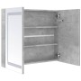 Armario de baño con espejo LED gris hormigón 80x12x68 cm
