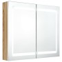 Armario de baño con espejo LED blanco y roble 80x12x68 cm