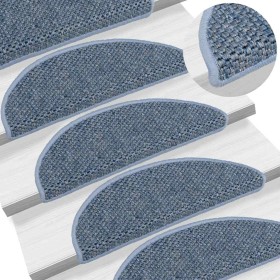 Alfombrilla autoadhesiva escalera sisal 15 uds azul 56x17x3 cm