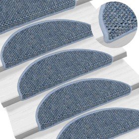 Alfombrilla autoadhesiva escalera sisal 15 uds azul 56x17x3 cm