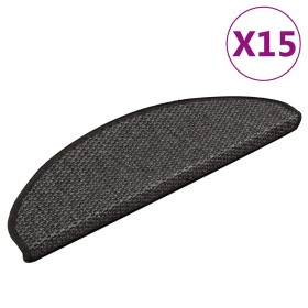 Alfombra autoadhesiva escalera sisal 15 uds antracita 65x21x4cm