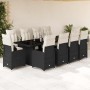 Set de mesa y sillas de jardín y cojines 11 pzas ratán PE negro