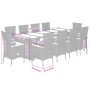 Set de comedor jardín 11 pzas con cojines ratán sintético negro