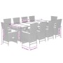Set de comedor jardín 11 pzas con cojines ratán sintético negro