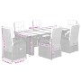 Set de comedor de jardín 7 pzas y cojines ratán sintético negro