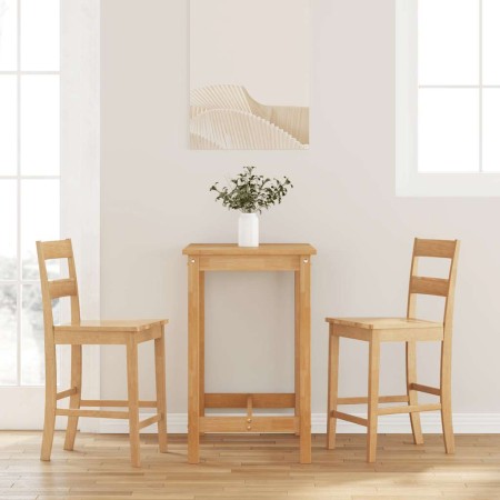 Taburetes de bar 2 uds madera maciza natural caucho