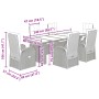 Set de comedor de jardín 7 pzas y cojines ratán sintético negro