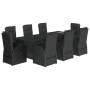 Set de comedor de jardín 9 pzas y cojines ratán sintético negro