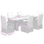 Set de comedor de jardín 7 pzas y cojines ratán sintético negro