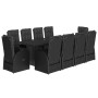 Set de comedor jardín 11 pzas con cojines ratán sintético negro