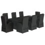 Set de comedor de jardín 9 pzas y cojines ratán sintético negro