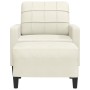 Sillón con taburete terciopelo crema 60 cm
