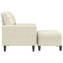 Sillón con taburete terciopelo crema 60 cm
