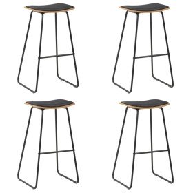 Taburetes de cocina 4 unidades cuero sintético negro