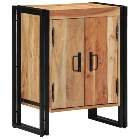 Armario para Zapatos con estante Negro Madera maciza de Acacia