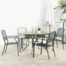 Sillas jardín apilables 5 pzas acero recubrimiento polvo gris