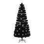 Árbol de Navidad copos de nieve LED fibra óptica negro 210 cm