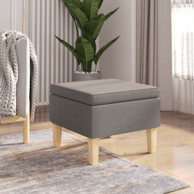 Taburete con patas de madera tapizado tela gris taupé