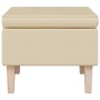 Taburete con patas de madera tapizado tejido crema