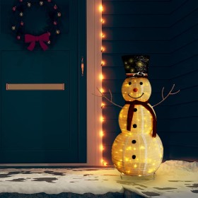 Muñeco de nieve de Navidad con luces LED tela lujosa 120 cm