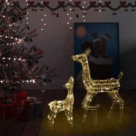 Familia de renos de Navidad acrílico blanco cálido 160 LEDs