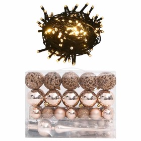 Set de bolas de Navidad 61 pzas con pico 150 LED oro rosa