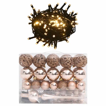 Set de bolas de Navidad 61 pzas con pico 150 LED oro rosa