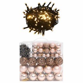 Set de bolas de Navidad 120 pzas con pico 300 LED oro rosa
