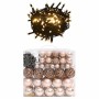 Set de bolas de Navidad 120 pzas con pico 300 LED oro rosa
