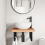 Estante de lavabo de pared de acero y madera maciza de haya