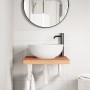 Estante de lavabo de pared de acero y madera maciza de haya