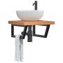 Estante de lavabo de pared de acero y madera maciza de haya en Tocadores de baño | Comprar online en Foro24