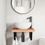 Estante de lavabo de pared de acero y madera maciza de haya