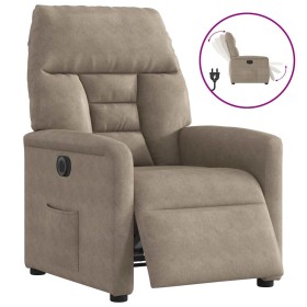 Sillón reclinable eléctrico tela de microfibra gris taupe Sillón reclinable eléctrico tela de microfibra gris taupe