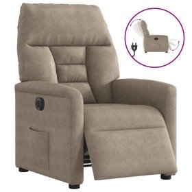 Sillón reclinable eléctrico tela de microfibra gris taupe Sillón reclinable eléctrico tela de microfibra gris taupe