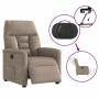 Sillón reclinable eléctrico tela de microfibra gris taupe