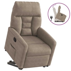 Sillón reclinable elevable tela de microfibra gris taupe Sillón reclinable elevable tela de microfibra gris taupe