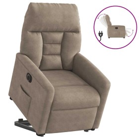 Sillón eléctrico reclinable elevable tela microfibra gris taupe Sillón eléctrico reclinable elevable tela microfibra gris taupe