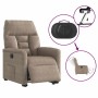 Sillón eléctrico reclinable elevable tela microfibra gris taupe