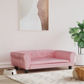 Cama para perros de terciopelo rosa 95x55x30 cm
