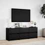 Mueble de TV con LED madera de ingeniería negro 140x34x50 cm en Muebles TV | Comprar online en Foro24