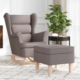 Sillón mecedora con taburete tela gris taupe
