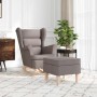 Sillón mecedora con taburete tela gris taupe
