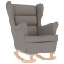 Sillón mecedora con taburete tela gris taupe