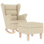Sillón mecedora con taburete tela color crema