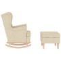 Sillón mecedora con taburete tela color crema