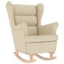 Sillón mecedora con taburete tela color crema