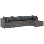 Set de muebles de jardín 5 pzas y cojines ratán sintético gris