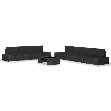 Juego de muebles de jardín 8 piezas ratán sintético negro